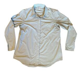 Athleta Women’s Pinstripe Long Sleeve Button-Up Shirt Size M Workwear TravelTop